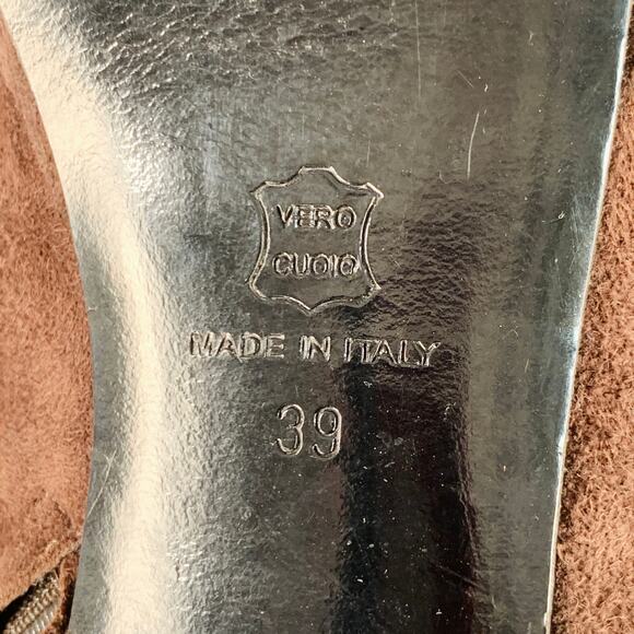 BARNEY'S CO-OP Size 9 Brown Suede Calf High Platform Stiletto Boots - Picture 6 of 8